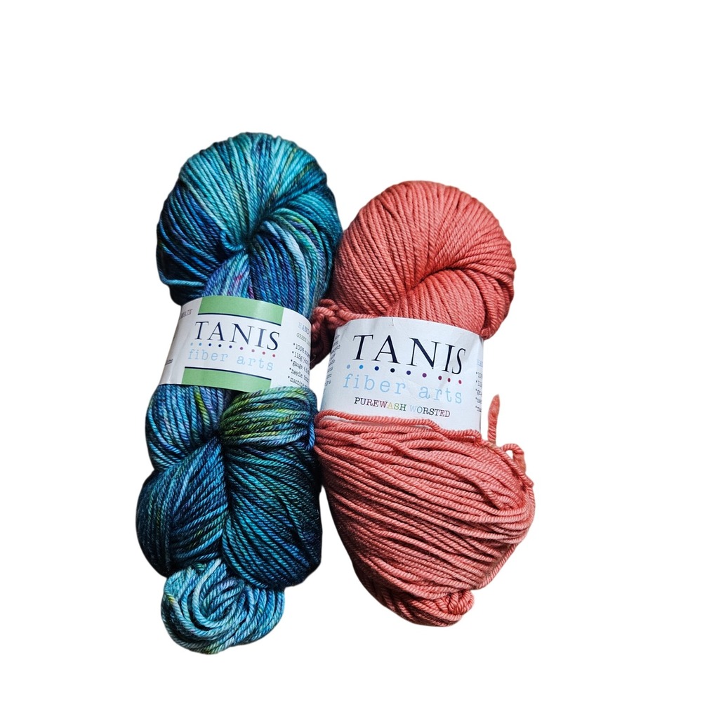 Lot of 2 Tanis Fiber Arts Hand Dyed Yarn Skeins Aquarelle Savannah Merino NWT
